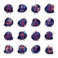 Set of Fictional Characters Flat Illustrations vector