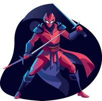 A flat illustration of brave swordsman vector