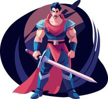 A flat illustration of brave swordsman vector