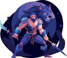 A flat illustration of brave swordsman vector