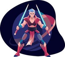 A flat illustration of brave swordsman vector
