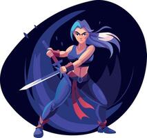 A flat illustration of brave swordsman vector
