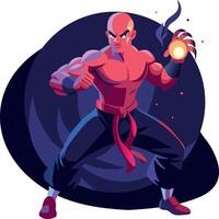 Ninja character in fighting pose, flat illustration vector