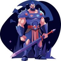 A flat illustration of brave swordsman vector