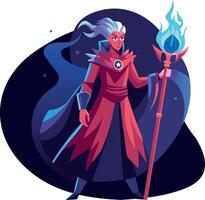 Ninja character in fighting pose, flat illustration vector