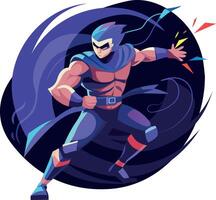 Ninja character in fighting pose, flat illustration vector