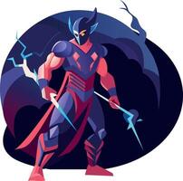 Ninja character in fighting pose, flat illustration vector