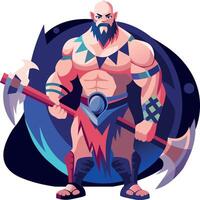 Ninja character in fighting pose, flat illustration vector
