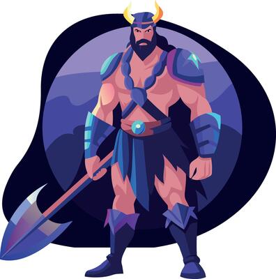Ninja character in fighting pose, flat illustration