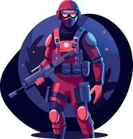 Ninja character in fighting pose, flat illustration vector