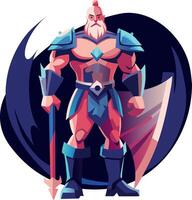 Ninja character in fighting pose, flat illustration vector