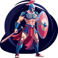 A flat illustration of brave swordsman vector