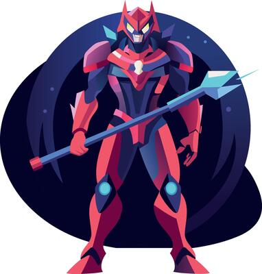 A flat illustration of brave swordsman