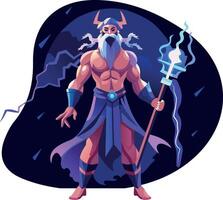 Ninja character in fighting pose, flat illustration vector