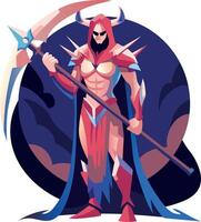 Ninja character in fighting pose, flat illustration vector