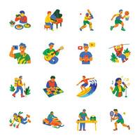 Set of Recreational Hobbies Flat Style Icons vector
