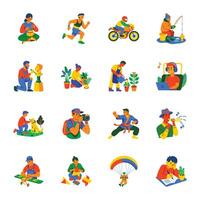Collection of Hobbies and Recreation Flat Style Icons vector