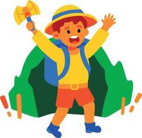 A flat style icon of happy adventurer vector