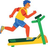 Man exercising on treadmill, flat icon vector