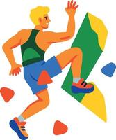 A flat character icon of bouldering boy vector