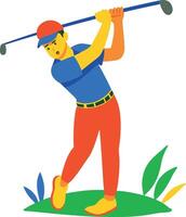 A flat character icon of playing golf vector