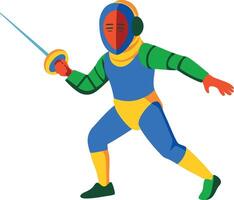 A flat character icon of fencing player vector