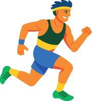 A flat character icon of a running athlete vector
