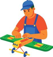 A flat character icon of aircraft engineer vector