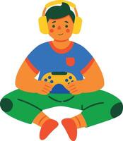 A flat icon of a gamer boy vector