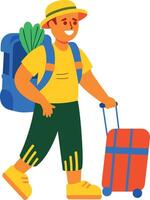 A flat character icon of happy traveller vector
