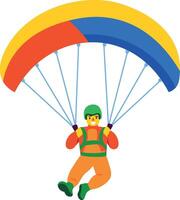 A flat character icon of paragliding boy vector