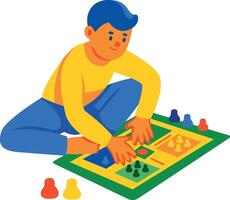 A flat icon of boy playing board game vector