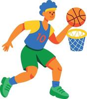 A flat character icon of playing basketball vector