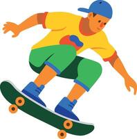 A flat icon of skateboarding character vector