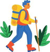 A flat character icon if trekking boy vector