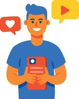 A flat style icon of a vlogger vector