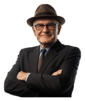 Smiling elderly man in formal wear png
