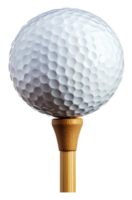 A close-up of a golf ball on a tee in daylight png