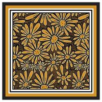 Yellow Flower Print Placement Square Scarf with Textured Background vector