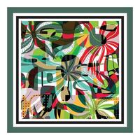 Abstract Topical Flower Leaves Shapes with Colorful Combination in Square Shapes vector