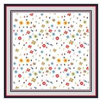 Ditsy Flower Pattern with White Background print Placement in Square Shape Scarf. vector