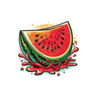 watermelon slice with splash on transparent background png