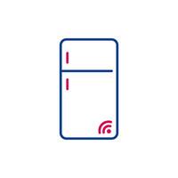 A refrigerator with a blue and red icon vector