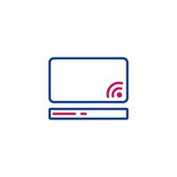 A laptop with a blue and red icon vector