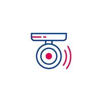 A camera icon with a red and blue outline vector