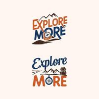 Explore More Logo for a hiker with a compass, backpack and mountain vector