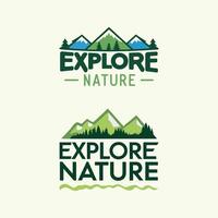 A set of the Explore Nature Logo with forest trees and mountains vector