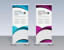 Modern abstract roll up banner design template vector