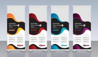 Modern business Roll up banner vertical template design vector