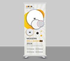 Modern roll up banner template design vector